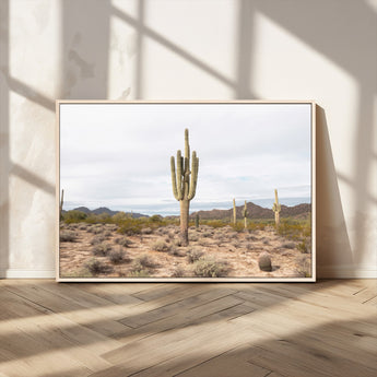 96147924-MGV-CV-36X24-Saguaro Cactus Wall Art Canvas Print, Framed Desert Cactus Art Picture Print, Earthy Desert Perfect Southwestern Boho Decor