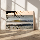 24896468-MGV-CV-36X24-Sunset Surf Wall Art Canvas Print, Framed Golden Waves Art Picture Print, Tropical Ocean Perfect Tropical Boho Decor Artwork