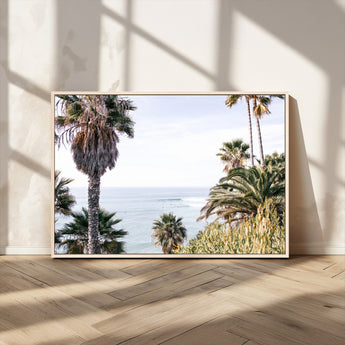 51404565-MGV-CV-36X24-Palm Trees Wall Art Canvas Print, Framed Ocean Breeze Art Picture Print, Coastal View Perfect Tropical Coastal Decor Artwork