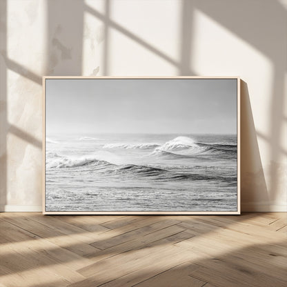 98634812-MGV-CV-36X24-Black and White Ocean Waves Wall Art – Minimalist Sea Canvas Print, Coastal Photography Decor for Living Room, Bedroom or Office