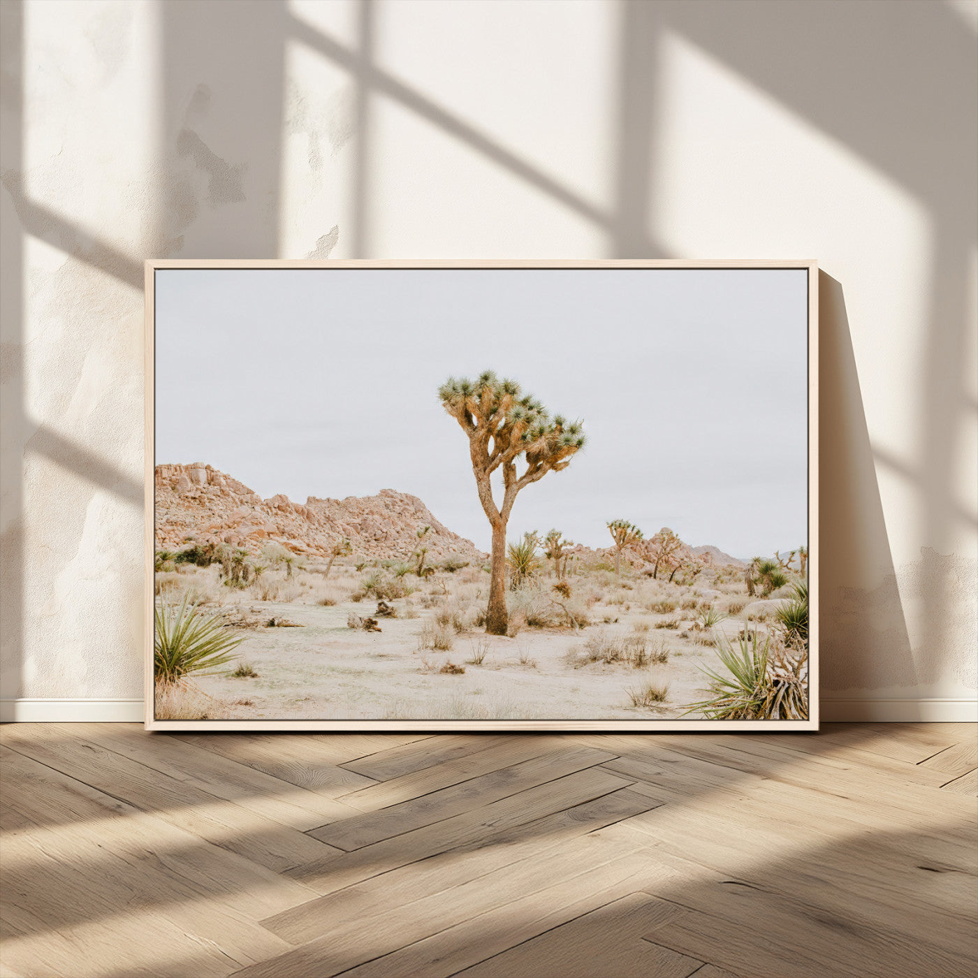 67109959-MGV-CV-36X24-Joshua Tree Wall Art Canvas Print, Framed Neutral Desert Art Picture Print, Earthy Landscape Perfect Neutral Boho Decor Artwork