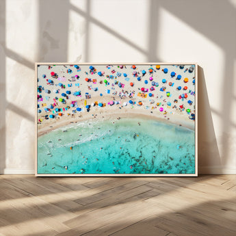 76172085-MGV-CV-36X24-Tropical Shoreline Wall Art Canvas Print, Framed Beach Relaxing Art Picture Print, Aerial Summer Perfect Coastal Vibrant Decor
