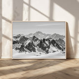 46884246-MGV-CV-36X24-Snowy Mountain Wall Art Canvas Print, Framed Mountain Peaks Art Picture Print, Alpine Mountains Perfect Minimalist Alpine Decor