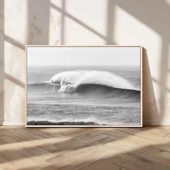 42544082-MGV-CV-36X24-Monochrome Seascape Wall Art Canvas Print, Framed Surf Wave Art Picture Print, Minimalist Ocean Perfect Moody Coastal Decor