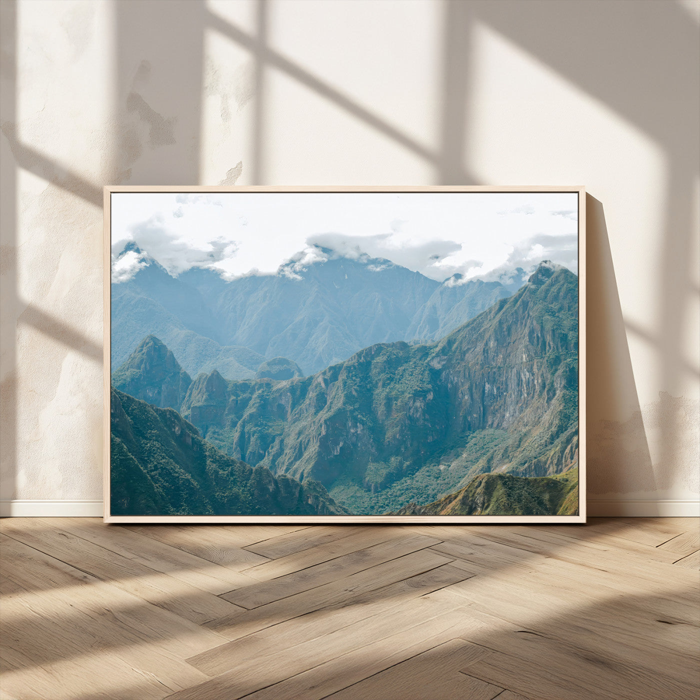 79393816-MGV-CV-36X24-Misty Mountain Wall Art Canvas Print, Framed Cloudy Andean Art Picture Print, Rugged Mountain Perfect Rustic Nature Decor Artwork