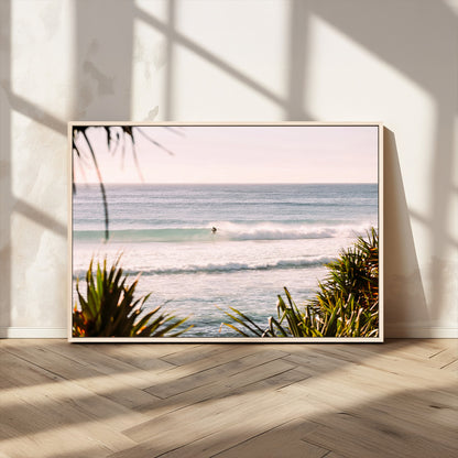 23287092-MGV-CV-36X24-Ocean Surfer Wall Art Canvas Print, Framed Coastal Surf Art Picture Print, Tropical Beach Perfect Tropical Coastal Decor Artwork