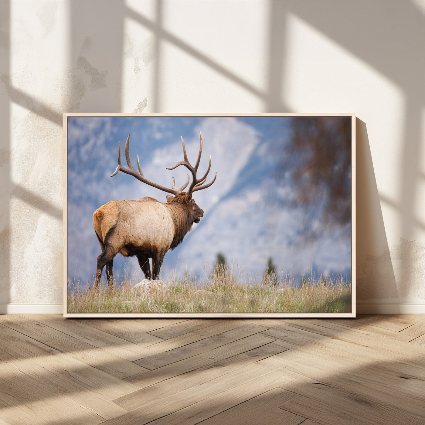 26365841-MGV-CV-36X24-Mountain Elk Art Wall Art Canvas Print, Framed Rustic Wildlife Print Art Picture Print, Lodge Style Decor Perfect Rustic Lodge