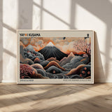 55739266-MGV-CV-36X24-Japanese Wall Art Print – Abstract Yayoi Kusama Inspired Dotted Landscape Poster, Surreal Oriental Mountain and Cherry Blossom