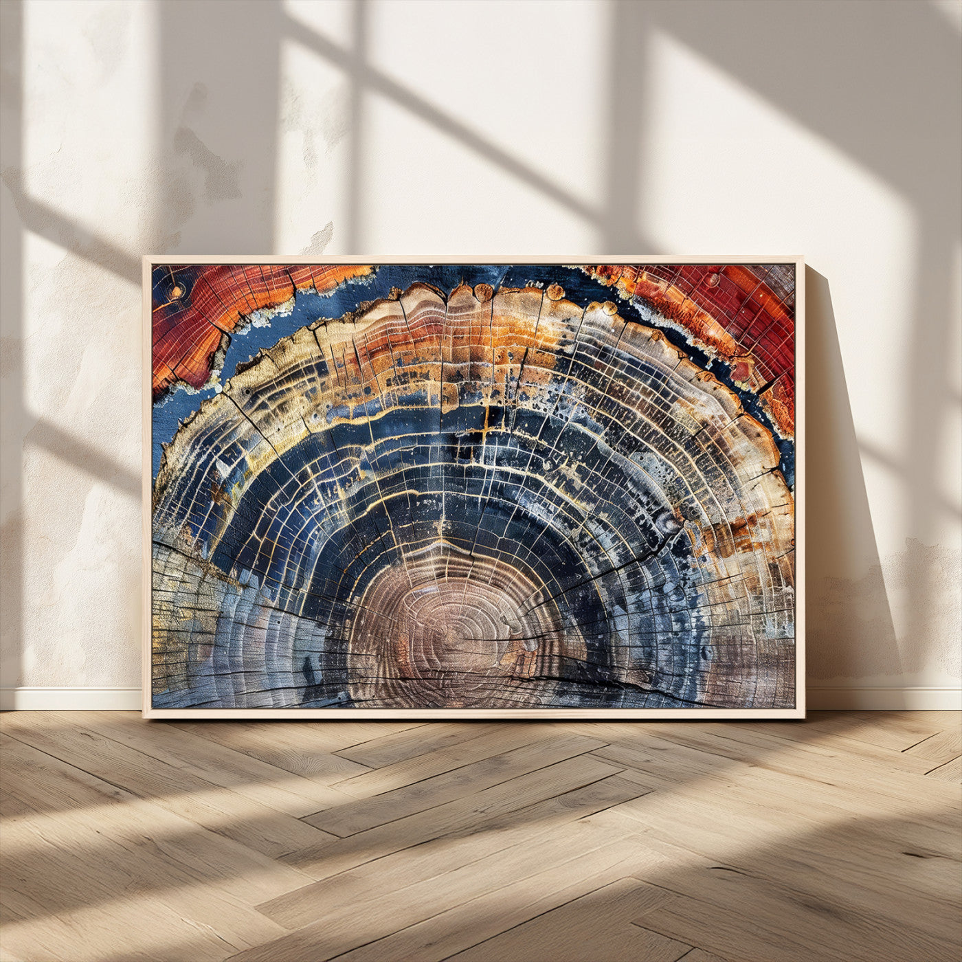 38987581-MGV-CV-36X24-Tree Ring Art Wall Art Canvas Print, Framed Rustic Wall Decor Art Picture Print, Nature Grain Print Perfect Modern Rustic Decor