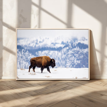 58512275-MGV-CV-36X24-Cowboy Aesthetic Wall Art Canvas Print, Framed Neutral Animal Theme Art Picture Print, Bison Ranch Style Perfect Rustic Western