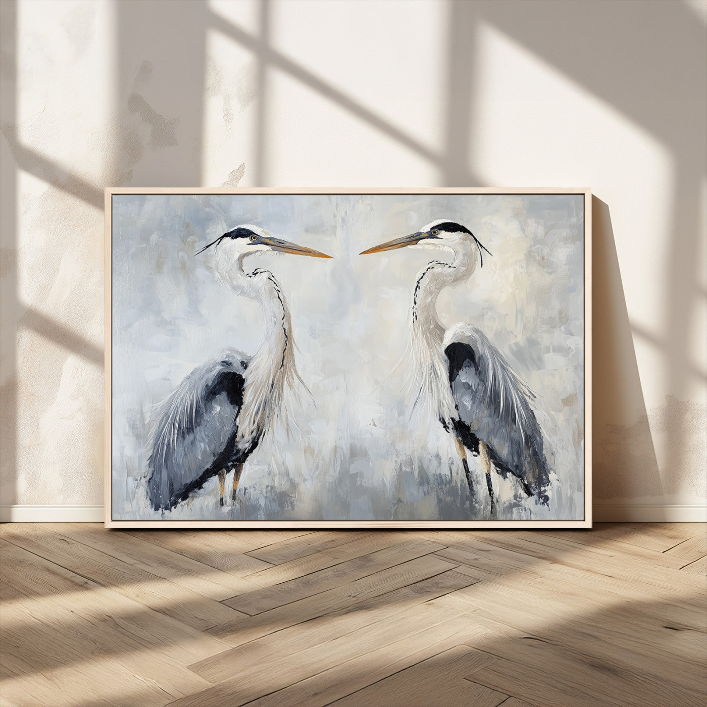90806932-MGV-CV-36X24-Heron Wall Art Wall Art Canvas Print, Framed Bird Canvas Decor Art Picture Print, Nature Inspired Perfect Coastal Minimalist Decor