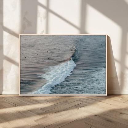 23077324-MGV-CV-36X24-Ocean Waves Wall Art Canvas Print, Framed Coastal Serenity Art Picture Print, Surf Aesthetic Perfect Modern Coastal Decor Artwork