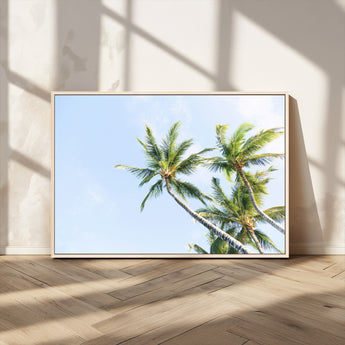 54719115-MGV-CV-36X24-Palm Trees Wall Art Canvas Print, Framed Tropical Aesthetic Art Picture Print, Coastal Serenity Perfect Tropical Minimalist Decor