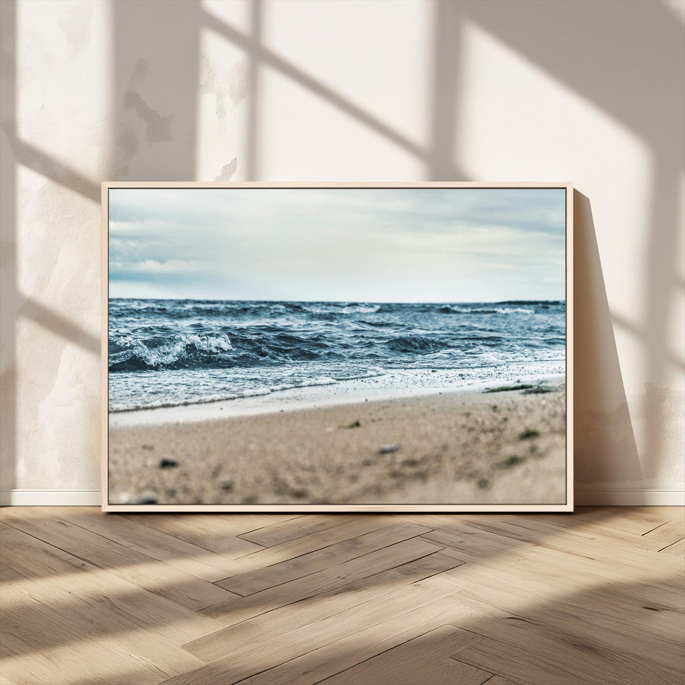 81812590-MGV-CV-36X24-Ocean Wall Art Wall Art Canvas Print, Framed Coastal Canvas Art Picture Print, Moody Seascape Perfect Coastal Minimalist Decor