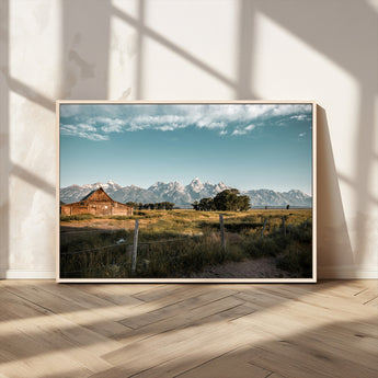 92497443-MGV-CV-36X24-Rustic Farmhouse Wall Art Canvas Print, Framed Mountain Cabin Art Picture Print, Western Landscape Perfect Rustic Farmhouse Decor