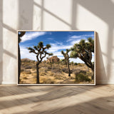 25722592-MGV-CV-36X24-Joshua Tree Desert Wall Art Canvas Print, Framed Southwestern Nature Art Picture Print, Rustic Earth Tones Perfect Southwestern