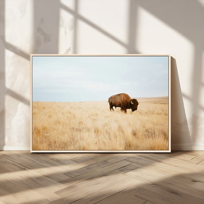 61392510-MGV-CV-36X24-Buffalo Wall Art Wall Art Canvas Print, Framed Western Wildlife Decor Art Picture Print, Rustic Farmhouse Art Perfect Rustic