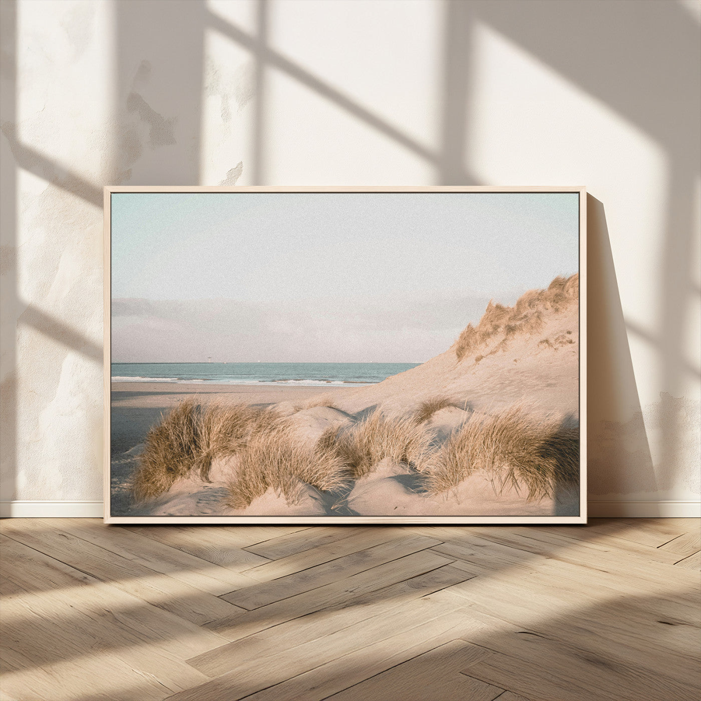 28064037-MGV-CV-36X24-Minimalist Seascape Wall Art Canvas Print, Framed Neutral Beach Print Art Picture Print, Sand Dune Photography Perfect