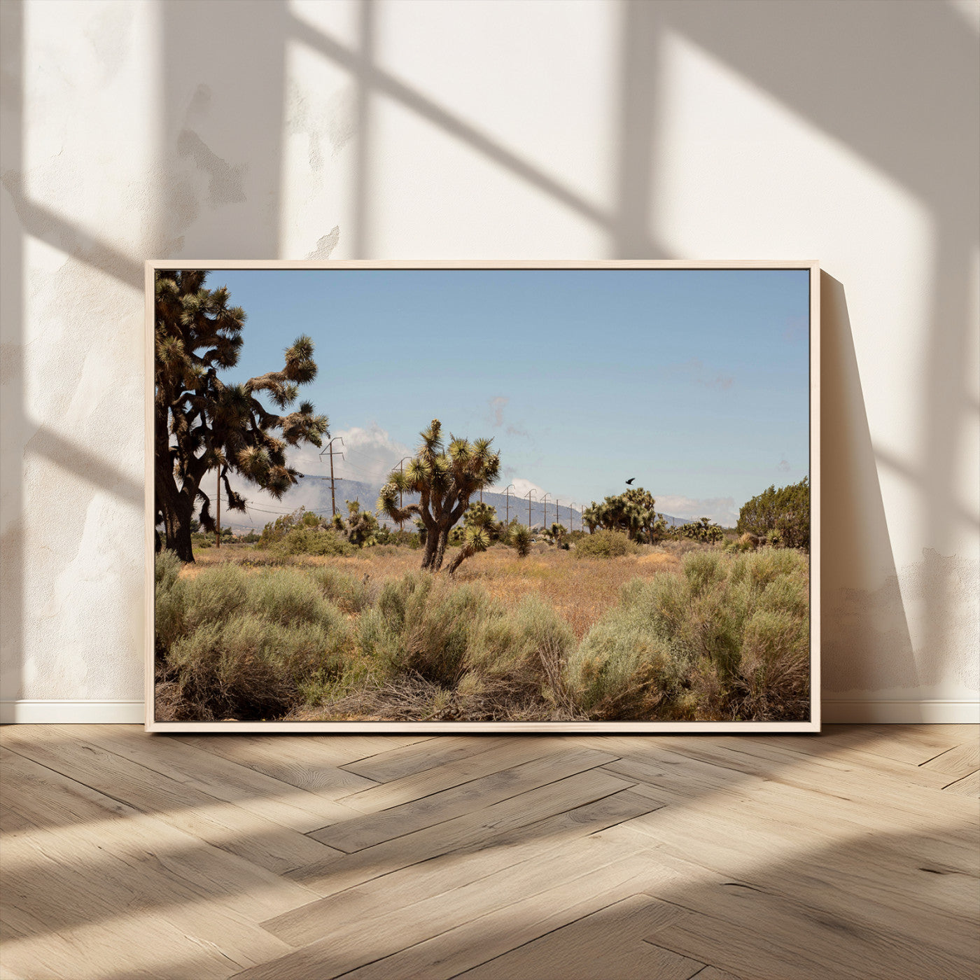 16114018-MGV-CV-36X24-Joshua Tree Wall Art Canvas Print, Framed Desert Landscape Art Picture Print, Mountain Horizon Perfect Southwestern Boho Decor