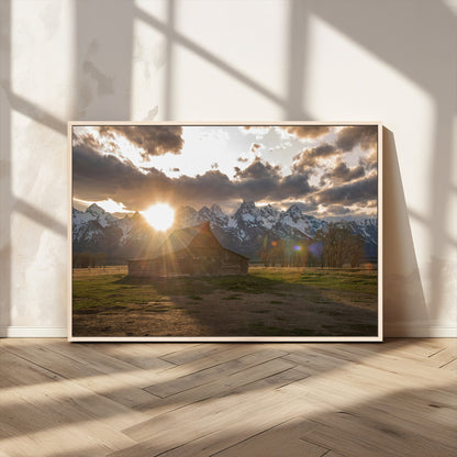 52555760-MGV-CV-36X24-Snowy Peaks Wall Art Canvas Print, Framed Nature Escape Art Picture Print, Rustic Charm Perfect Rustic Western Decor Artwork