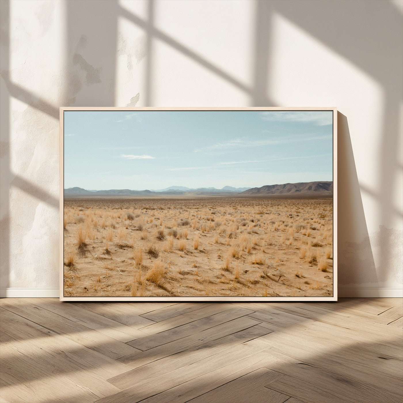 55918919-MGV-CV-36X24-Desert Landscape Wall Art – Golden Grass Plains and Mountain Horizon Canvas Print, Southwest Nature Photography Decor for Living