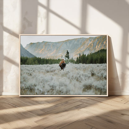 41674074-MGV-CV-36X24-Bison Wall Art – American Buffalo Wildlife Photography Canvas Print, Western Mountain Landscape Artwork Rustic Nature Decor for
