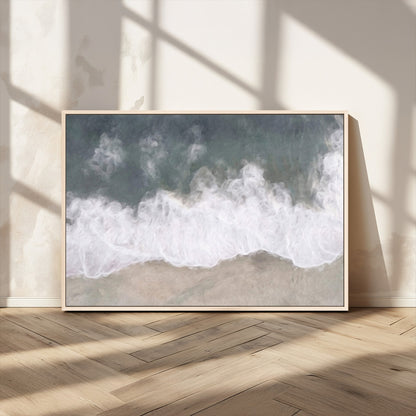 10072982-MGV-FC-36X24_Natural-Abstract Ocean Wave Wall Art – Coastal Beach Canvas Print, Minimalist Seascape Painting, Modern Ocean Inspired Artwork for Living