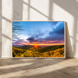 25786346-MGV-FC-36X24_Natural-Sunset Over Mountains Wall Art – Nature Landscape Canvas Print, Golden Hour Forest Photography, Scenic Sunrise Artwork for Living