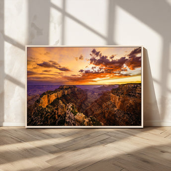 75573843-MGV-FC-36X24_Natural-Grand Canyon Sunset Wall Art – Panoramic Canyon Landscape Canvas Print, Dramatic Desert Cliffs Artwork, Nature Inspired Scenic