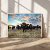 13867292-MGV-FC-36X24_Natural-Black Cattle Wall Art – Rustic Ranch Herd Canvas Print, Western Farmhouse Country Landscape Decor for Living Room, Office, or