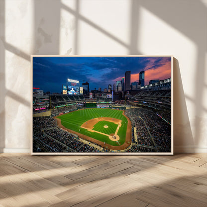 68222753-MGV-FC-36X24_Natural-Baseball Stadium Wall Art – Panoramic Night Game Canvas Print, Sports Decor for Man Cave, Office, Bar, or Living Room