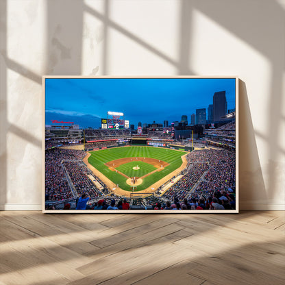 77273035-MGV-CV-36X24-Baseball Stadium Wall Art – Panoramic Evening Game Canvas Print, Sports Fan Decor for Man Cave, Office, Bar, or Living Room