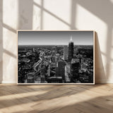 46578567-MGV-CV-36X24-Atlanta Skyline Wall Art – Black and White Cityscape Canvas Print, Modern Urban Night Decor for Office, Living Room, or Apartment