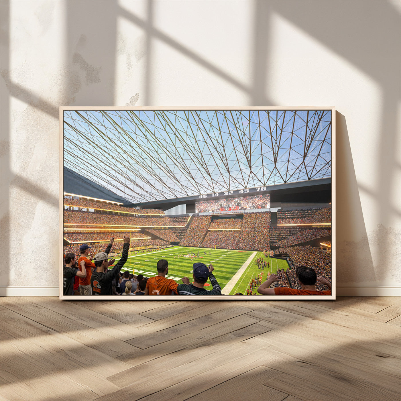 81960112-MGV-FC-36X24_Natural-Futuristic Football Stadium Wall Art – Modern Dome Arena Canvas Print, Chicago Bears Concept Design Sports Decor for Man Cave or
