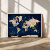 43160428-MGV-FC-36X24_Natural-Adventure Awaits Navy Blue World Map – Vibrant Travel Canvas Wall Art, Antique Atlas Print, Wanderlust Decor for Home Office