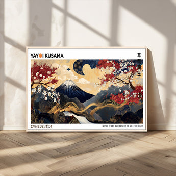 28945903-MGV-FC-36X24_Natural-Japanese Wall Art – Mount Fuji Canvas Print with Cherry Blossoms and Golden Wave Motifs, Traditional Asian Inspired Artwork for