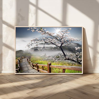 34632598CRY-MGV-CV-36X24-Sakura Cherry Blossom Pathway Canvas Wall Art – Tranquil Walk Through Blossoming Nature – Ready to Hang