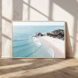 79395467-MGV-CV-36X24-Coastal Wall Art – Aerial Beach Canvas Print, Ocean Waves and Sandy Shore Photography Decor for Bedroom, Living Room, Office,