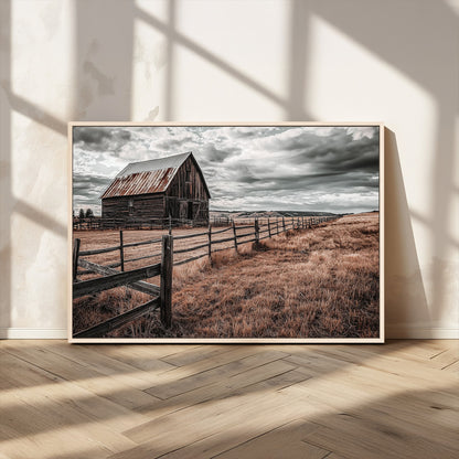 70676381-MGV-CV-36X24-Rustic Barn Wall Art – Weathered Farmhouse Canvas Print, Country Landscape Photography Decor for Bedroom, Living Room, Office,