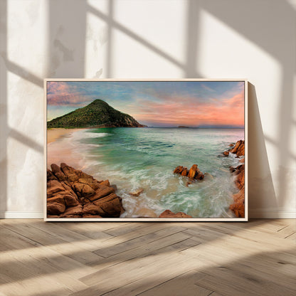 53831025-MGV-CV-36X24-Coastal Landscape Wall Art – Tropical Beach Ocean Canvas Print, Sunset Mountain View Photography Decor for Living Room, Bedroom,