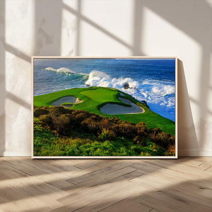 13644055-MGV-CV-36X24-Golf Wall Art – Oceanfront Green Canvas Print, Scenic Coastal Course Photography Decor for Bedroom, Living Room, Office, Sports