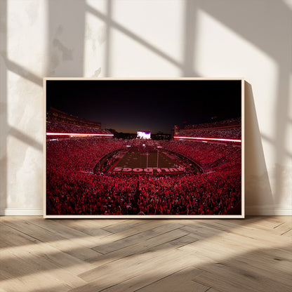 38331045-MGV-CV-36X24-Sanford Stadium Wall Art – Georgia Bulldogs Football Red Night Game Canvas Print, Electric College Sports Decor for Man Cave or