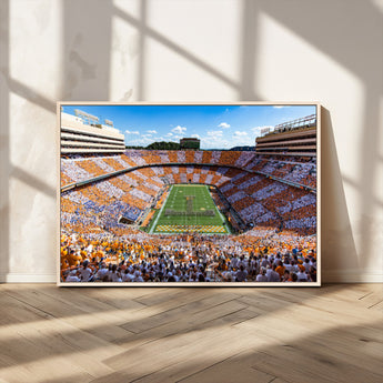 64238859-MGV-CV-36X24-Neyland Stadium Wall Art – Tennessee Volunteers Checkerboard Game Day Canvas Print, College Football Panorama Decor for Man Cave