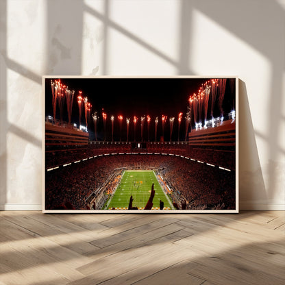 73358115-MGV-CV-36X24-Tennessee Volunteers Wall Art – Neyland Stadium Fireworks Night Game Canvas Print, Vols Football Checkerboard Endzone Sports Decor