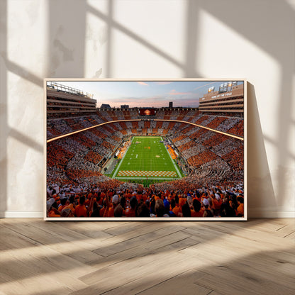 37160229-MGV-CV-36X24-Tennessee Volunteers Wall Art – Neyland Stadium Sunset Checkerboard Game Canvas Print, Vols Football Panorama Sports Decor
