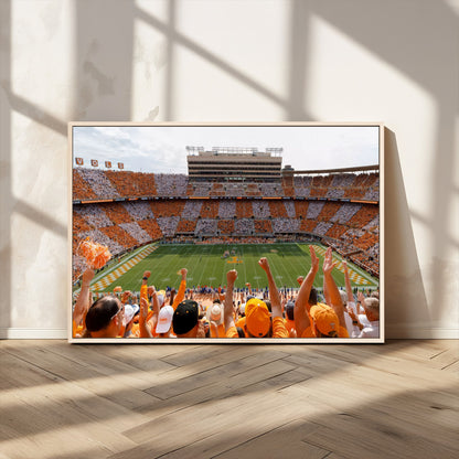 76011417-MGV-CV-36X24-Neyland Stadium Wall Art – Panoramic Tennessee Volunteers Checkerboard Crowd Canvas Print, Day Game Football Celebration Sports