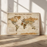 75179116-MGV-CV-36X24-Personalized World Map Wall Art – Rustic Vintage Travel Map with Custom Names, Inspirational Adventure Décor for Couples, Families