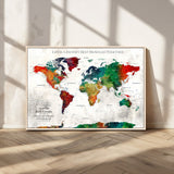 95876117-MGV-CV-36X24-Personalized World Map Wall Art – Colorful Watercolor Travel Map with Custom Names, Romantic Wall Decor for Couples, Wedding or
