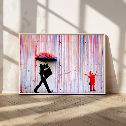 69505-MGV-CV-36X24-Graffiti Girl Wall Art Canvas Print, Framed Urban Contrast Art Picture Print, Vibrant Graffiti Perfect Urban Pop Decor Artwork