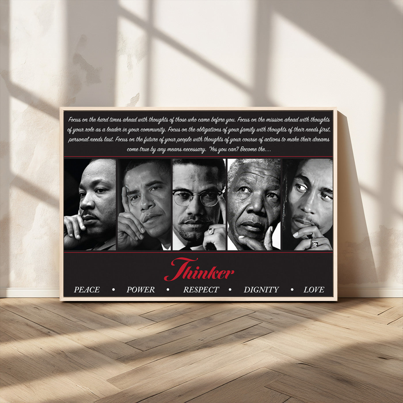 45112-MGV-CV-36X24-Black Icons Wall Art Canvas Print, Framed Thinker Art Picture Print, Motivational Quote Perfect Cultural Modern Decor Artwork